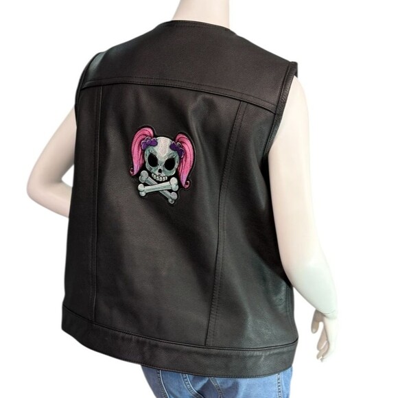 Espinoza's Black Leather Women's Custom Club Vest Zipper Chest Pockets $450  XL - Picture 11 of 11